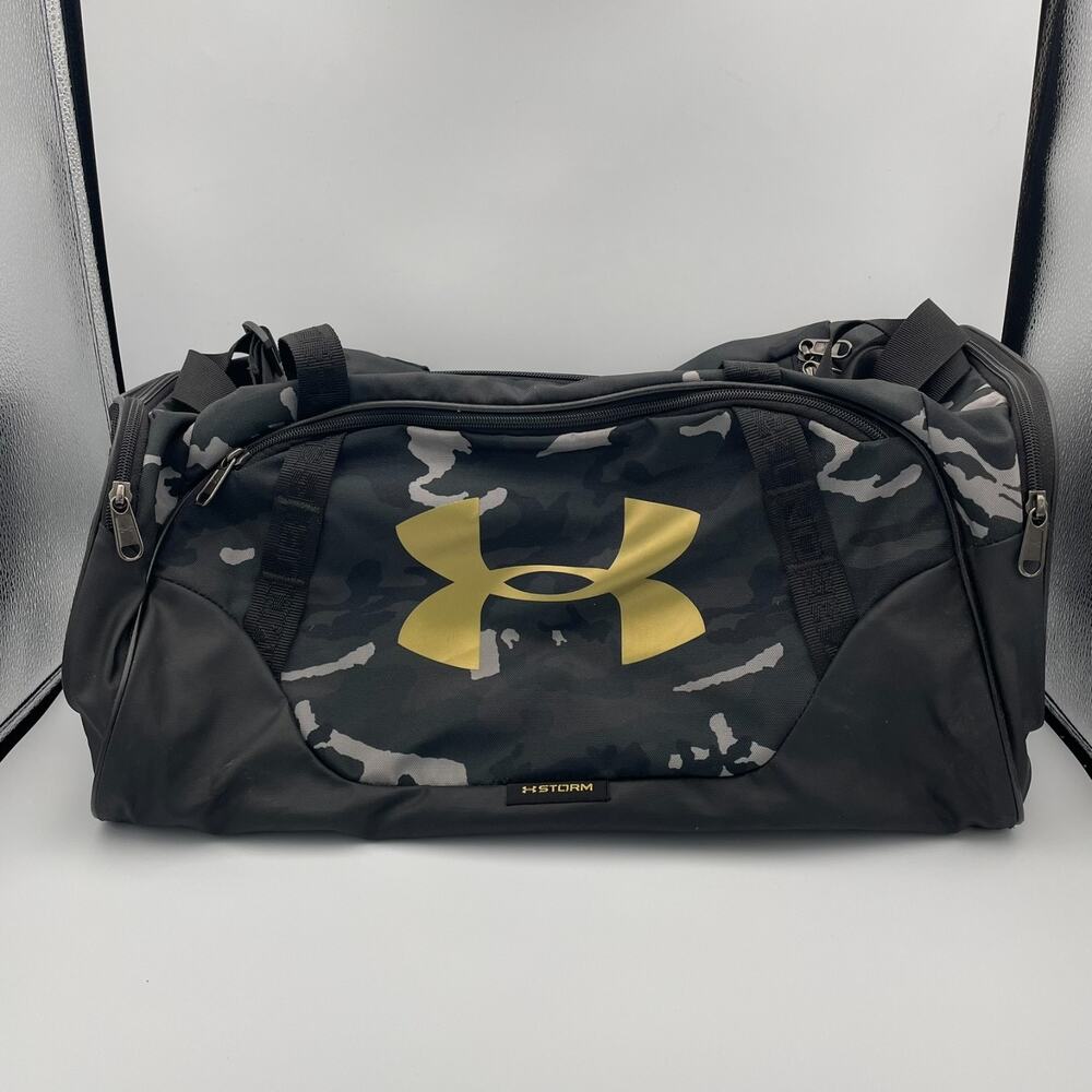 Under Armour Undeniable 3.0 Small Duffel Bag Limited Edition Black Camo Gold Gym